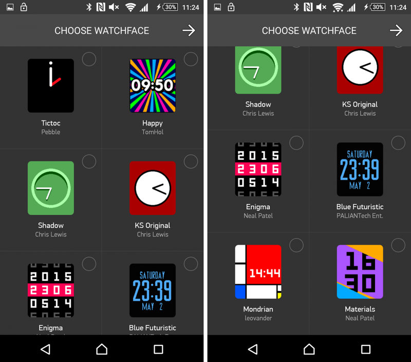 Pebble Time watchface list